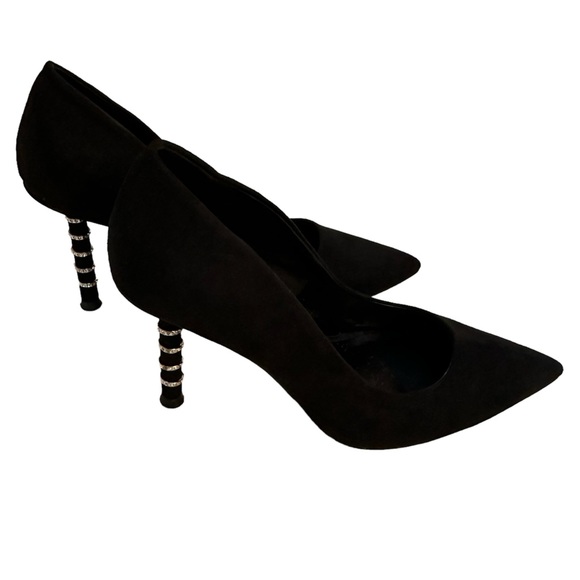 JLo Parlow 2 Jeweled Black Pump Heels 8.5 - Picture 2 of 13